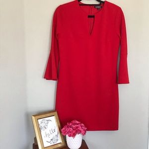 Red dress with bell sleeves